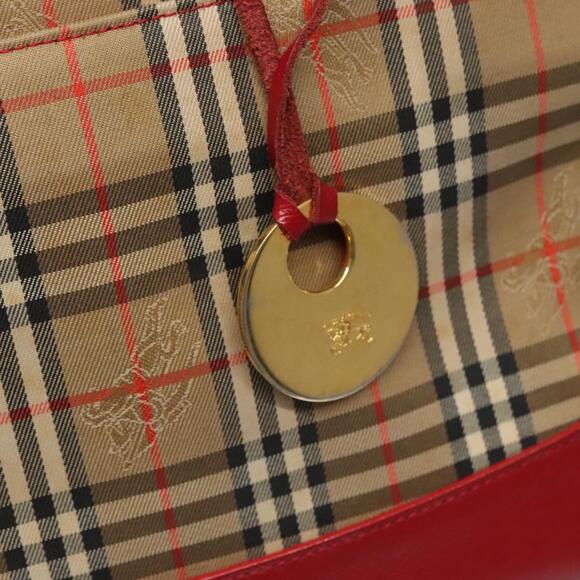 Burberry Nova Check Hand Bag Canvas Beige Red - Picture 10 of 16